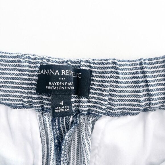 Banana Republic Womens Hayden Pants Pinstripes Blue White Size 4 - Picture 5 of 10